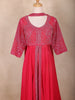 Red Floral Embroidered Georgette Palazzo Suit