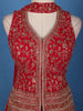 Red Floral Embroidered Georgette Palazzo Suit