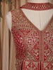Red Floral Embroidered Georgette Palazzo Suit
