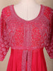 Red Floral Embroidered Georgette Palazzo Suit