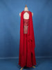 Red Floral Embroidered Georgette Palazzo Suit