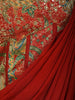 Red Floral Embroidered Georgette Ready To Wear Saree
