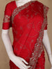 Red Floral Embroidered Georgette Saree with Stone Work