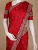 Red Floral Embroidered Georgette Saree with Stone Work