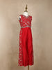 Red Floral Embroidered Palazzo Set For Girls
