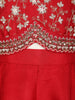 Red Floral Embroidered Palazzo Set For Girls