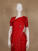 Red Floral Embroidered Raw Silk Saree