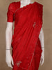 Red Floral Embroidered Raw Silk Saree