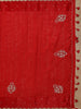 Red Floral Embroidered Raw Silk Saree