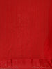 Red Floral Embroidered Raw Silk Saree