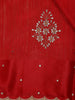 Red Floral Embroidered Raw Silk Saree