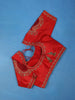 Red Floral Embroidered Silk Blouse