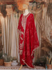 Red Floral Embroidered Silk Salwar Suit with Dupatta