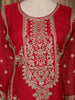 Red Floral Embroidered Silk Salwar Suit with Dupatta