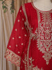 Red Floral Embroidered Silk Salwar Suit with Dupatta