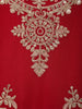 Red Floral Embroidered Silk Salwar Suit with Dupatta