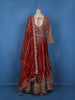 Red Floral Embroidered Tissue Silk Lehenga With Dupatta