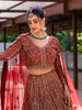 Red Floral Embroidery Bridal Net Lehenga - Diadem
