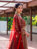 Red Floral Embroidery Bridal Net Lehenga - Diadem