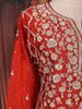 Red Floral Heavy Sequins and Thread Embroidered Design Raw Silk Skirt Top Lehenga