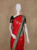 Red Floral Motif Design Semi Banarasi Silk Saree