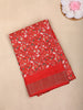 Red Floral Printed Chanderi Cotton Saree with Contrast Border