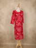 Red Floral Printed Cotton Kurti