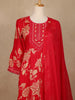 Red Floral Printed Cotton Salwar Suit - Diadem