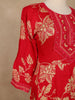 Red Floral Printed Cotton Salwar Suit - Diadem