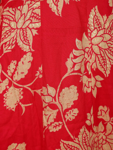 Red Floral Printed Cotton Salwar Suit - Diadem