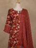 Red Floral Printed Cotton Salwar Suit With Dupatta