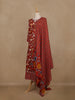 Red Floral Printed Cotton Salwar Suit With Dupatta