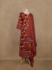 Red Floral Printed Cotton Salwar Suit With Dupatta