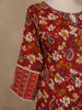 Red Floral Printed Cotton Salwar Suit With Dupatta