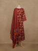 Red Floral Printed Cotton Salwar Suit With Dupatta