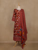 Red Floral Printed Cotton Salwar Suit With Dupatta