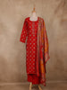 Red Floral Printed Cotton Salwar Suit with Dupatta