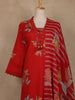 Red Floral Printed Cotton Salwar Suit with Dupatta