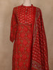 Red Floral Printed Cotton Salwar Suit with Dupatta
