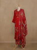 Red Floral Printed Cotton Salwar Suit with Dupatta