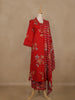 Red Floral Printed Cotton Salwar Suit with Dupatta
