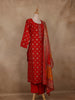 Red Floral Printed Cotton Salwar Suit with Dupatta