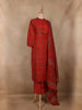 Red Floral Printed Cotton Salwar Suit with Dupatta