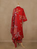 Red Floral Printed Cotton Salwar Suit with Dupatta