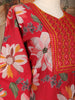 Red Floral Printed Cotton Salwar Suit with Embroidered Yoke and Dupatta