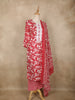 Red Floral Printed Cotton Salwar Suit with Printed Dupatta