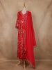 Red Floral Printed Crepe Salwar Suit with Dupatta
