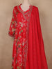 Red Floral Printed Crepe Salwar Suit with Dupatta