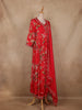 Red Floral Printed Crepe Salwar Suit with Dupatta