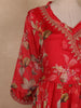 Red Floral Printed Crepe Salwar Suit with Dupatta
